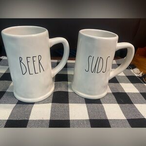 Rae Dunn White Beer and‎ Suds Mugs Set